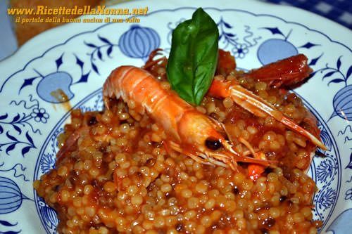 Fregola con gamberi e scampi