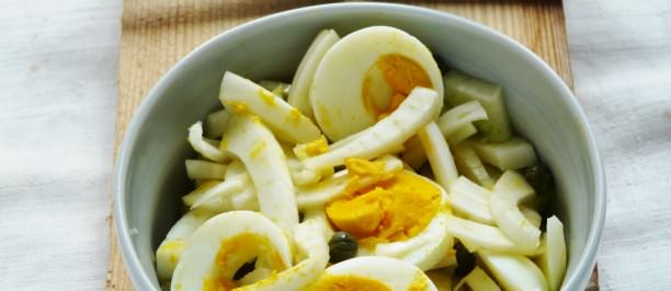 insalata di uova finocchi gamberi