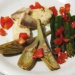 Bocconcini di nasello,asparagi e carciofi Bocconcini di nasello,asparagi e carciofi