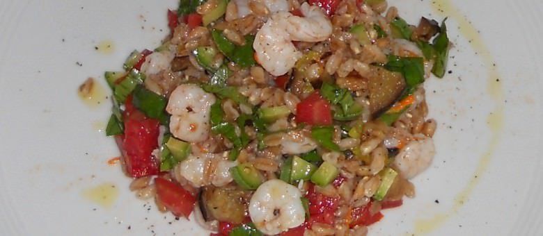Insalata di farro e gamberi rosa