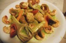 Insalata di mare con emulsione di prezzemolo