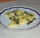 Ravioli di magro con cicoria e mozzarella gratinati al forno