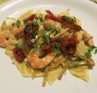Tacconelli con cuori di carciofo e gamberi