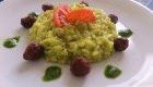 Risotto mantecato con crema di zucchine e burro Occelli, pesto,speck e salsiccia ubriaca