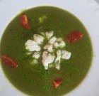 Crema tiepida di lattuga, prezzemolo, pescatrice e gamberetti