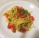 Spaghetti agli asparagi e crema di carote