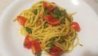 Spaghetti agli asparagi e crema di carote