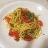 Spaghetti agli asparagi e crema di carote
