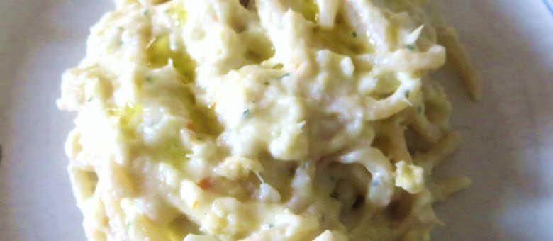 Pici con baccalà mantecato ai porri