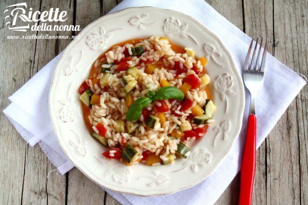 Risotto con zucchine e peperoni