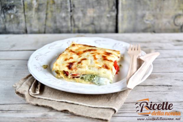 Ricetta lasagna pesto, ricotta e pomodorini