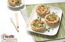 Quiche al sapore di mare con gamberi e piselli