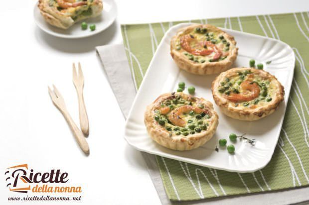 Quiche con gamberi e piselli