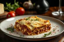 Lasagne al ragù e besciamella alla farina di ceci