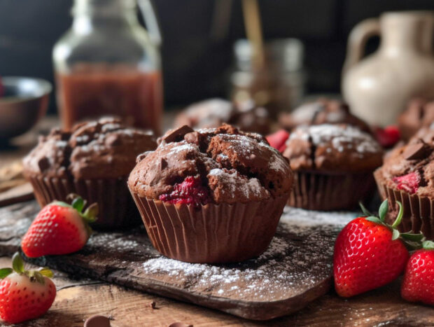 Muffin alle fragole e cacao