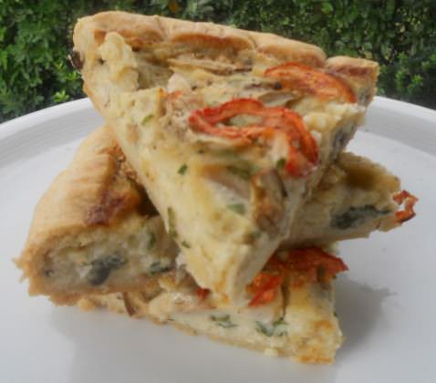 Quiche di baccalà, olive e funghi porcini ricetta e foto