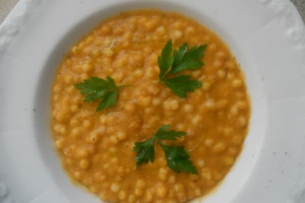 Crema di borlotti e fregula sarda