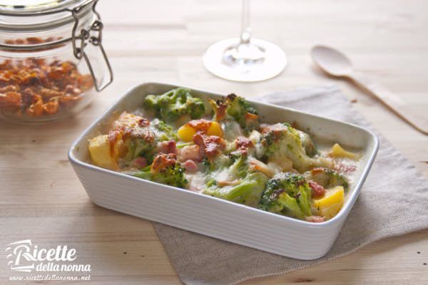 Gratin di broccoli e pancetta