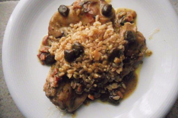 Coniglio in umido con farro