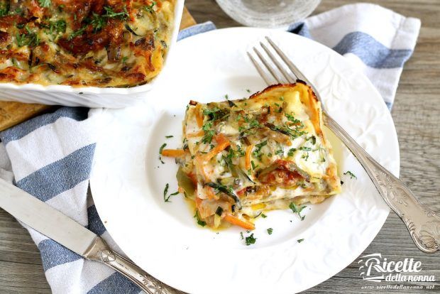 Lasagna vegetariana con carote, zucchine e melanzane