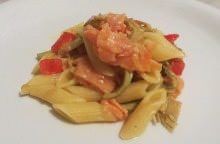 Mezzepenne carciofi e salmone affumicato