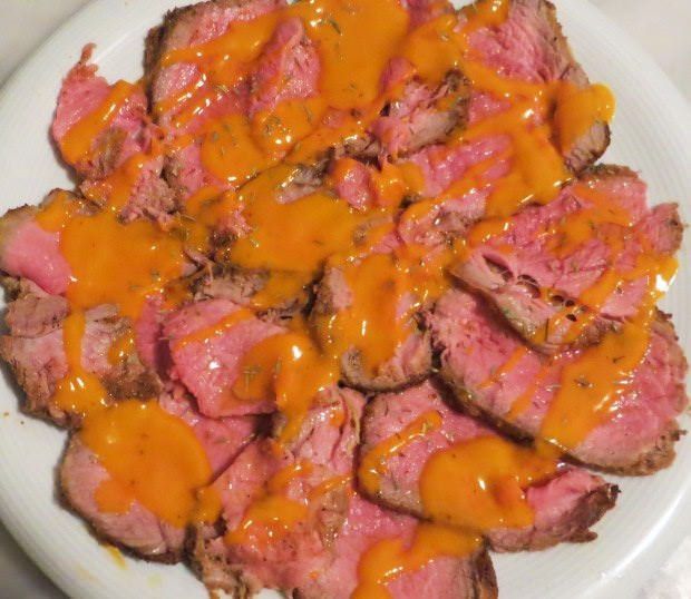 Roastbeef con emulsione di pomodorini ricetta e foto