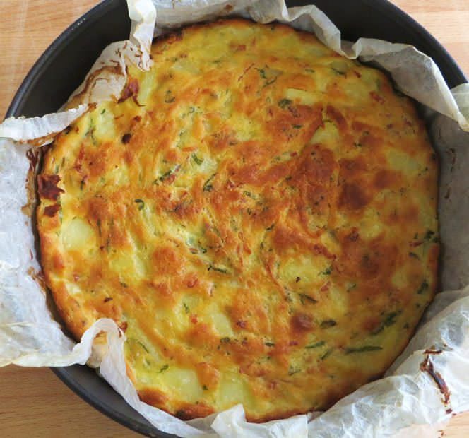 frittata di patate e scalogno al forno