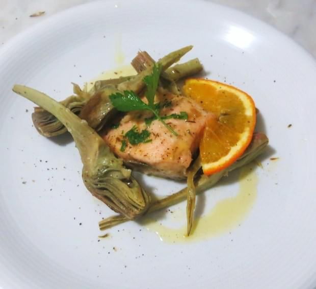 Salmone,carciofi e agrumi