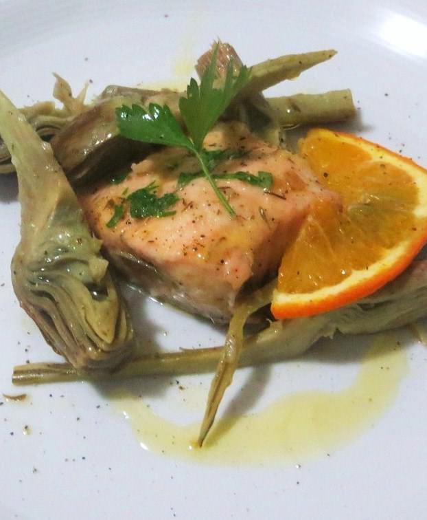 Salmone,carciofi e agrumi