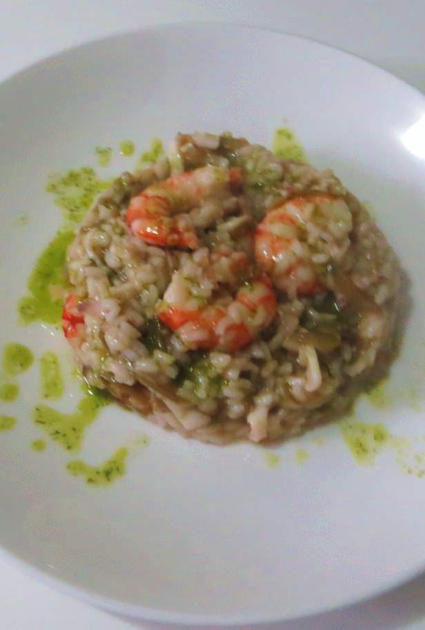 Risotto con carciofi e gamberi