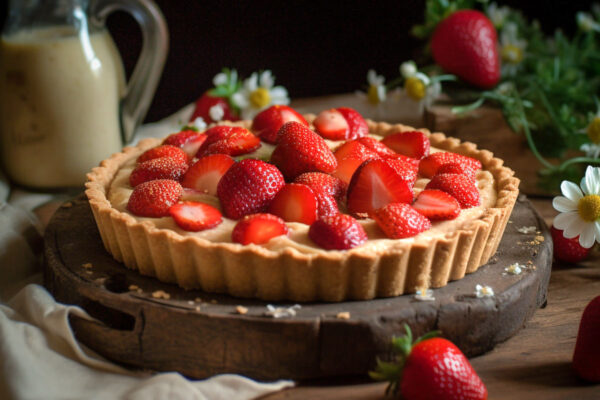 Crostata di crema di riso e fragole