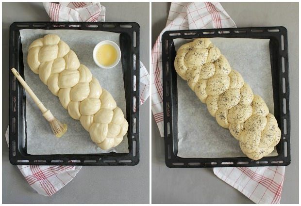 Preparazione challah ebraica con semi di papavero 2