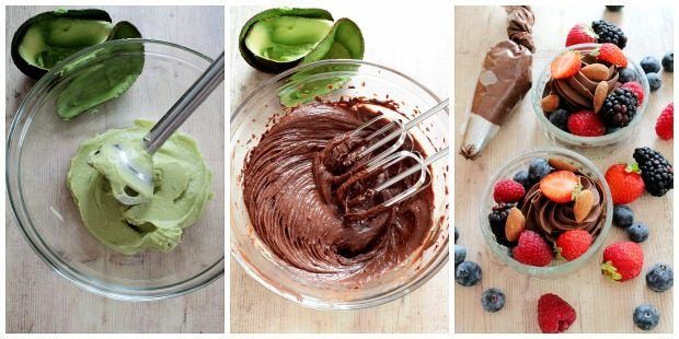 Preparazione mousse vegana al cioccolato e avocado