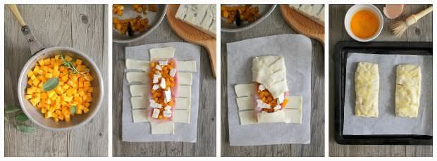 Preparazione torta salata di zucca