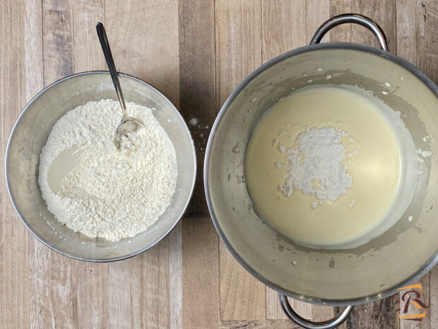 Preparazione torta yogurt e cioccolato