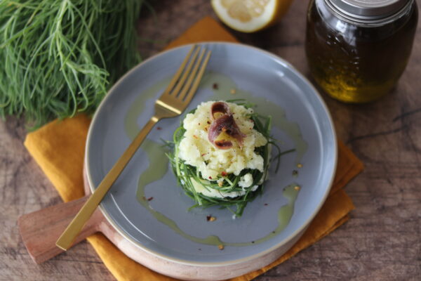 Tortino di patate e agretti