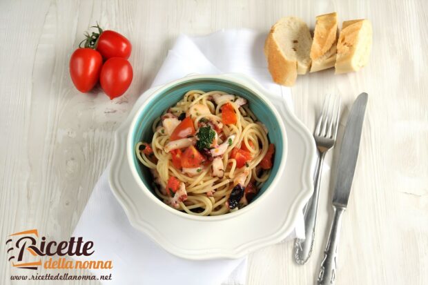 Spaghetti al cartoccio con polpo