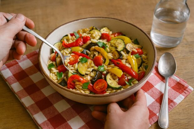 Insalata d'orzo con verdure grigliate