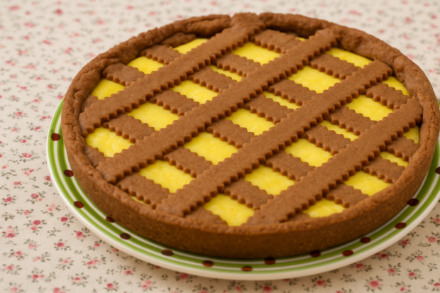 Torta di frolla al cacao e crema al limone