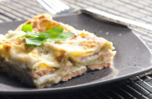 Lasagne gourmet di pesce: baccalà, gamberi e triglie