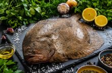 Losanghe di rombo panato con crema di verdure e patate