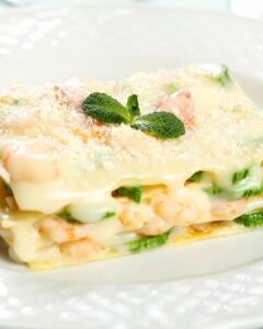 Lasagne zucchine e gamberi