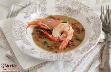 Zuppa di lenticchie e gamberi
