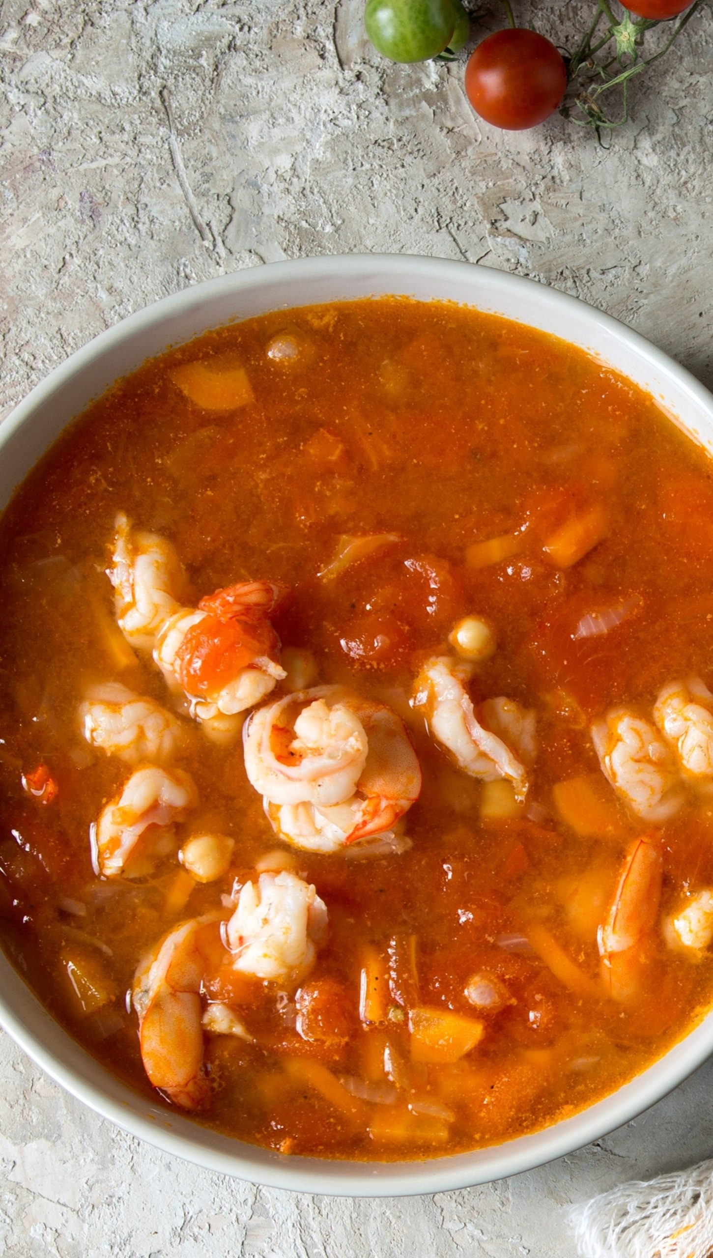 zuppa di ceci e gamberi