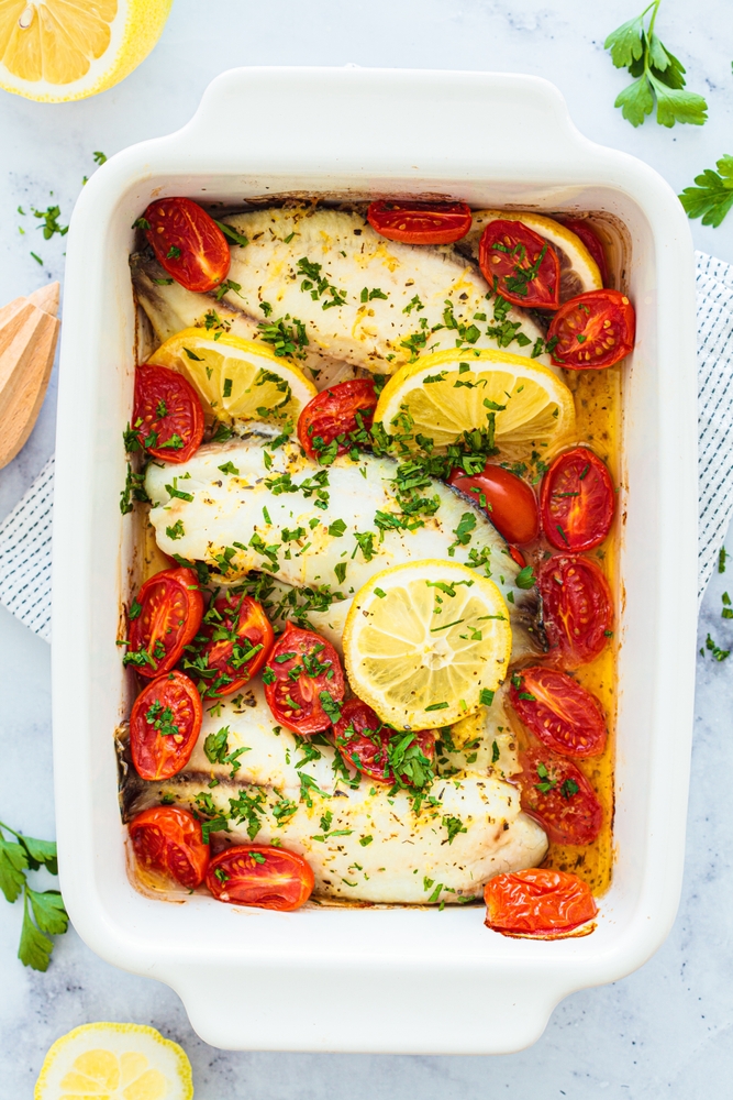 Filetti di merluzzo al forno con pomodorini, ricetta