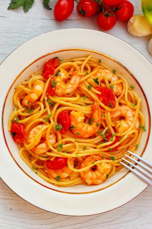 spaghetti gamberi pomodoro