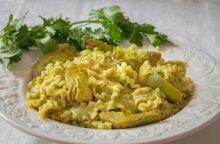 Pasta carciofi e guanciale