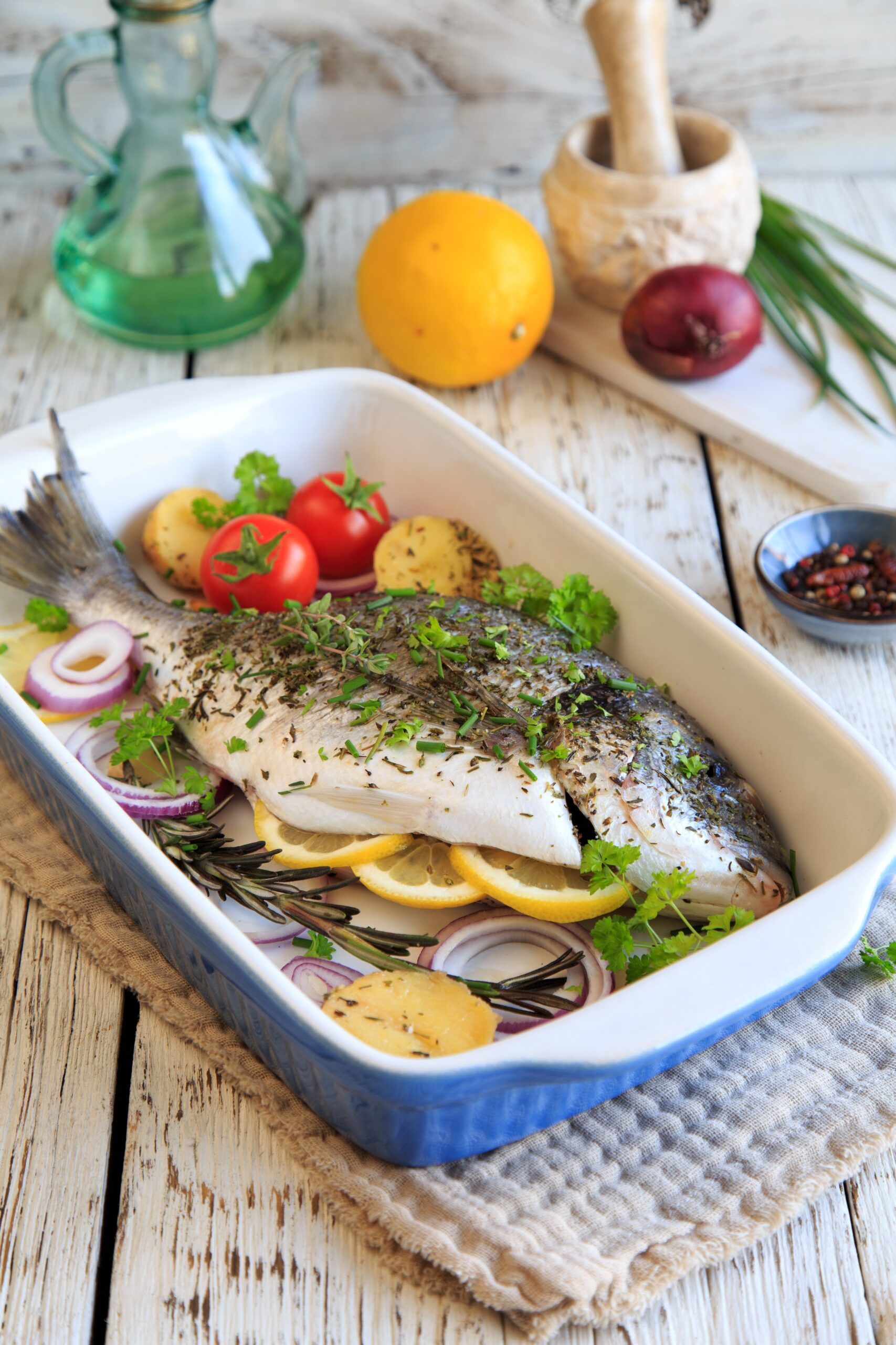 orata al forno con verdure