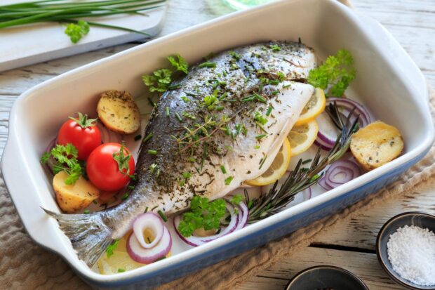 orata al forno con verdure