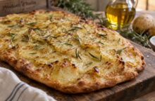 Le patate finiscono direttamente nell’impasto: il trucco per una focaccia altissima e morbidissima